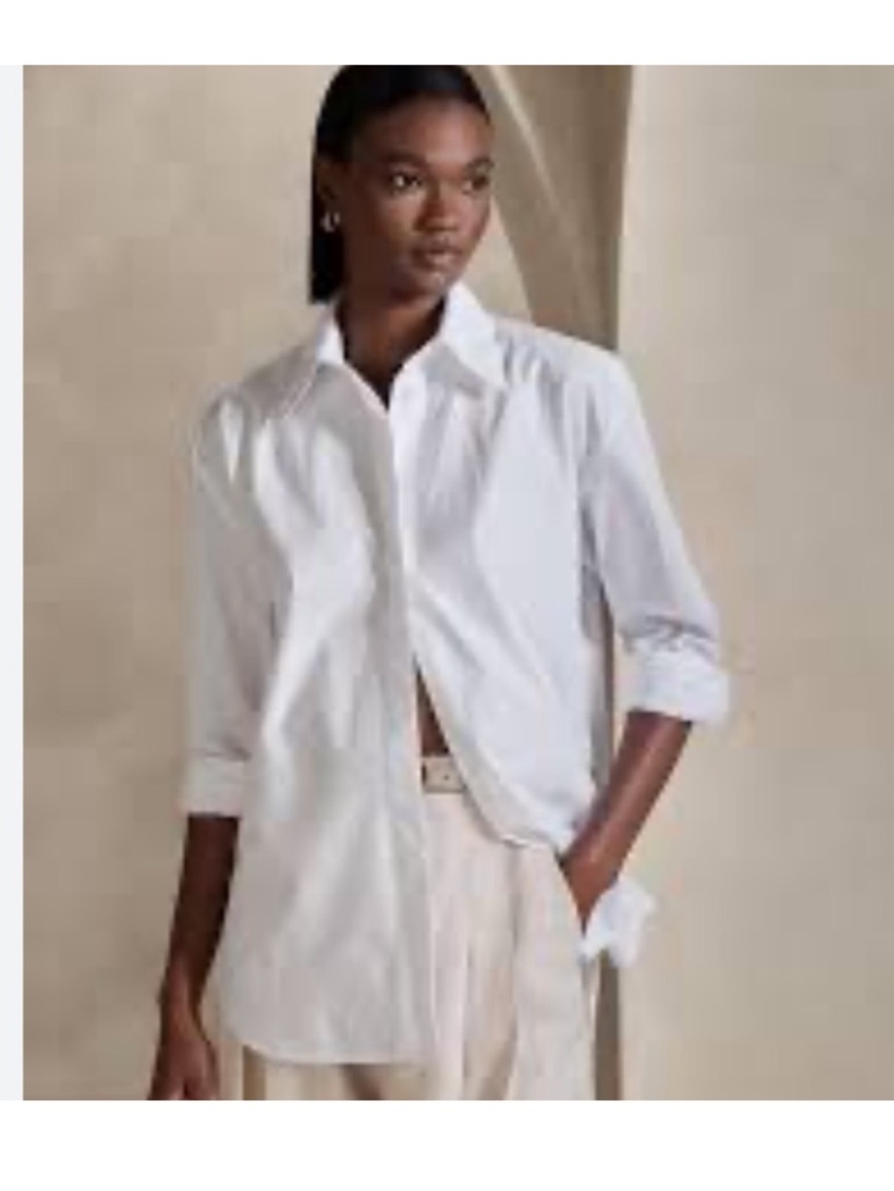 Banana Republic Classic White Long Sleeve Oversized Button Down Sz XS Petite